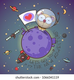 Go to the adwenture. Card with vector animal character.