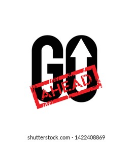 Go ahead sign element with brush  vector illustration