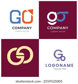 Go alphabet letter initial colorful gradient design Corporate business brand company abstract logo design collection