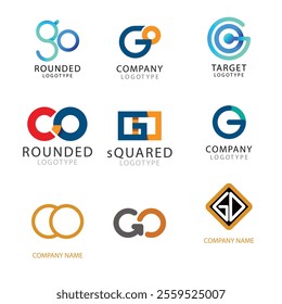 Go alphabet letter initial colorful gradient design Corporate business brand company abstract logo design collection