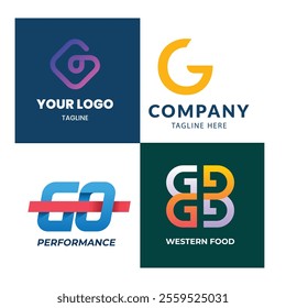 Go alphabet letter initial colorful gradient design Corporate business brand company abstract logo design collection