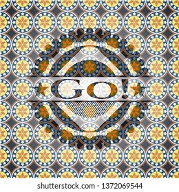 Go! arabesque emblem background. arabic decoration.