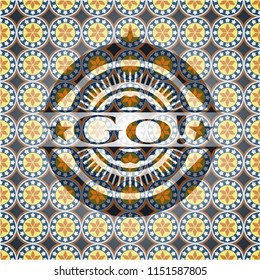 Go! arabesque style badge. arabic decoration.