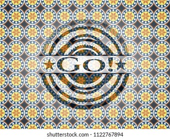 Go! arabic emblem background. Arabesque decoration.