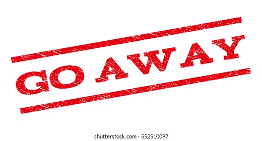 Go Away watermark stamp. Text tag between parallel lines with grunge design style. Rubber seal stamp with dust texture. Vector red color ink imprint on a white background.