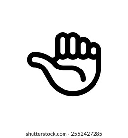 Go back hand gesture. Editable stroke vector icon on white background.