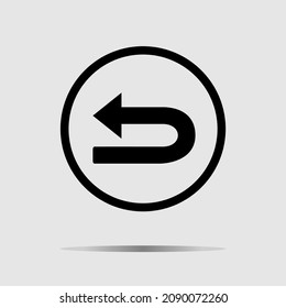 Go back left arrow icon. Return arrow  icon sign symbol in trendy flat style. Left vector icon illustration isolated on gray background