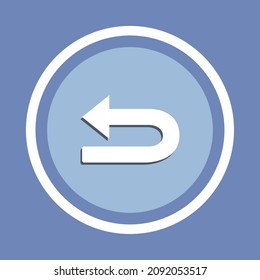 Go back left arrow icon. Return arrow  icon on circle. Left vector icon illustration isolated on blue background