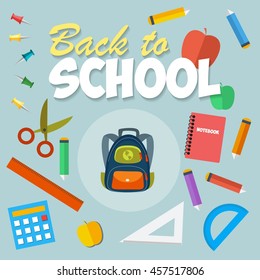 Go back to school. School bag. Icon.Vector illustration icons. Eps10.