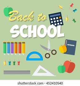 Go back to school. Flat icons design. Vector illustration icons. Eps10.