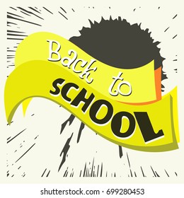 Go back to school. Text on tapes against a background of color spots