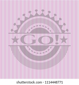 Go! badge with pink background