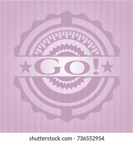 Go! badge with pink background