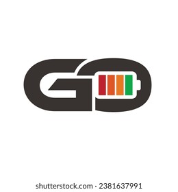 GO with battery icon, simple flat design.
