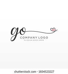 GO Beauty vector initial logo, handwriting logo of initial signature, wedding, fashion, jewelry, boutique, floral and botanical with creative template for any company or business.