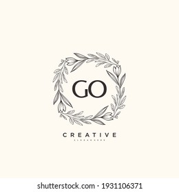 GO Belleza vectorial arte inicial del logo, logo de escritura a mano de firma inicial, boda, moda, joyas, boutique, floral y botánica con plantilla creativa para cualquier empresa o negocio.