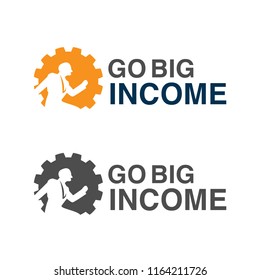 Go big income with Office Worker. Flat vector illustration on white background.