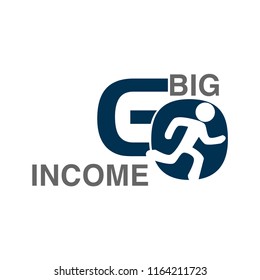Go big income with people icon. Flat vector illustration on white background.
