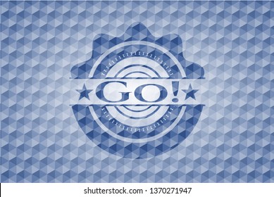 Go! blue polygonal emblem.