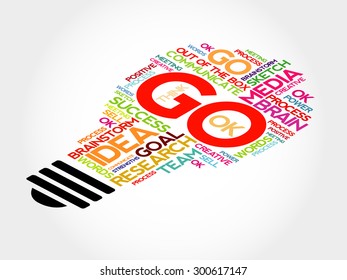 Go bulb word cloud, business concept
