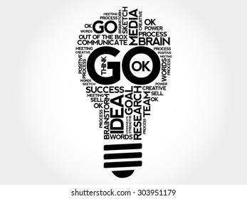 Go bulb word cloud, business concept