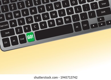GO button in green on a computer keyboard - Vector Illustration