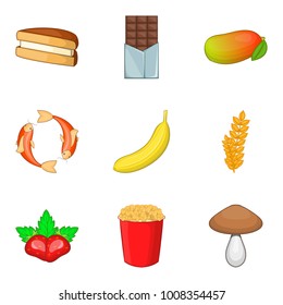 Go to a cafe icons set. Cartoon set of 9 go to a cafe vector icons for web isolated on white background