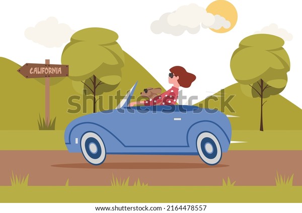 Go to
California on trip woman driving with
dog