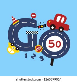 GO car road runway traffic light