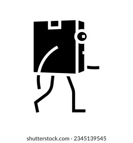go cardboard box character glyph icon vector. go cardboard box character sign. isolated symbol illustration