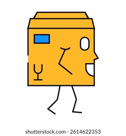 go cardboard box character line icon vector. go cardboard box character sign. isolated symbol illustration