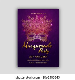 Go Carnival Mask, Masquerade, Mardi Gras. Carnival glittering lettering design, Night Party Poster, Dance Party Flyer, Musical Party Banner, Carnival Invitation.