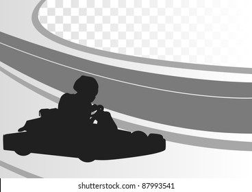 Go cart driver race track landscape background illustration