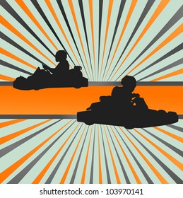 Go Cart Drivers Race Background Burst Vector