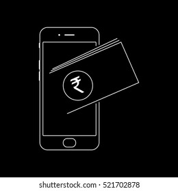 Go cashless concept. Money coming out of smartphone. vector illustration. eps 10