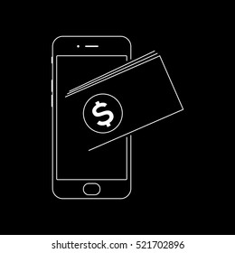 Go cashless concept. Money coming out of smartphone. vector illustration. eps 10