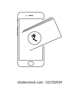 Go cashless concept. Money coming out of smartphone. vector illustration. eps 10