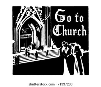 Go To Church - Retro Ad Art Banner