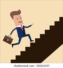 Businessman Climbing Stairs Success Vector Illustration Stock Vector ...