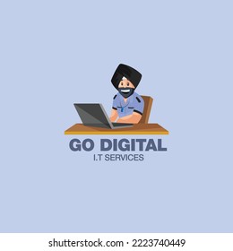 Vaya a la plantilla de logotipo digital de mascota vectorial india.
