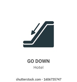 Go down glyph icon vector on white background. Flat vector go down icon symbol sign from modern accommodation collection for mobile concept and web apps design.