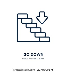 go down icon from hotel and restaurant collection. Thin linear go down, down, up outline icon isolated on white background. Line vector go down sign, symbol for web and mobile