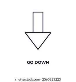 go down outline icon. Linear vector from hotel concept. Thin line go down icon isolated on white background