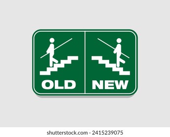 go up and down stairs icon road signs representing the new and the old way, vector illustration use us for positive thoughts business or marketing and advertising