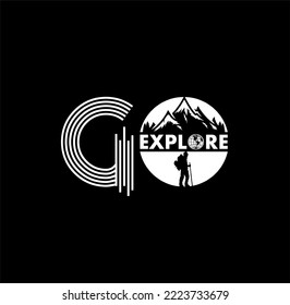 GO Explore, The Outdoors Vintage T shirt design typography print ready template vector art. 