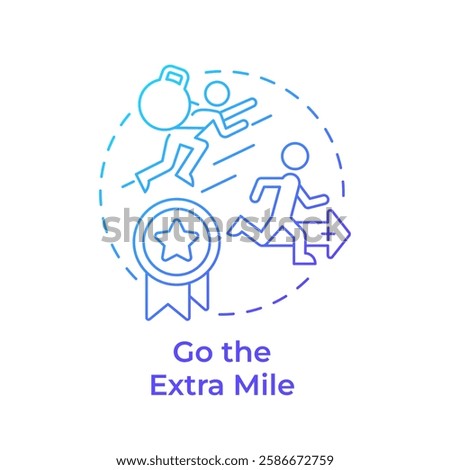 Go extra mile blue gradient concept icon. Additional efforts. Success, progress. Goal achieving. Round shape line illustration. Abstract idea. Graphic design. Easy to use in infographic, presentation