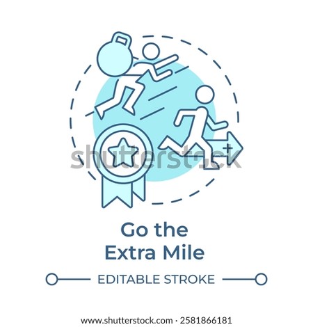 Go extra mile soft blue concept icon. Additional efforts. Success, progress. Goal achieving. Round shape line illustration. Abstract idea. Graphic design. Easy to use in infographic, presentation