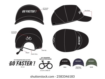 GO FASTER CYCLING CAPS DESIGN MOCKUP WITH COMBO COLOUR