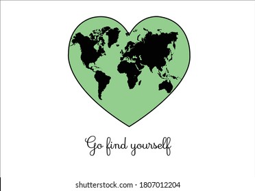 go find yourself wanderlust vector design heart design motivation positive optimist airplane route stationery mug phone case gift vocation bon voyage romantic note book planning love pink pin route 