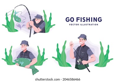 Go Fishing - Activity Vector Illustration